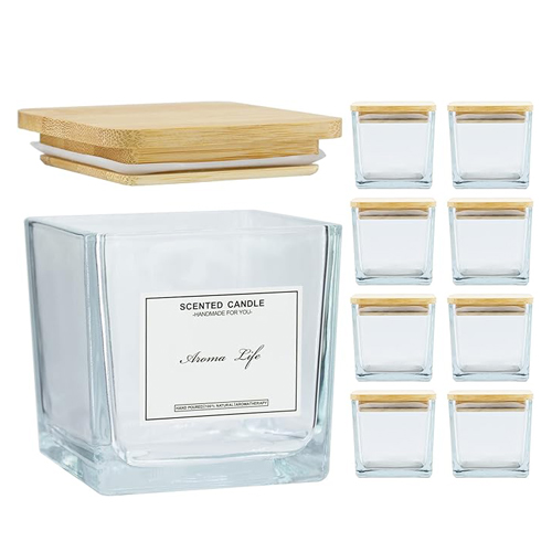 Square Jars With Bamboo Lids
