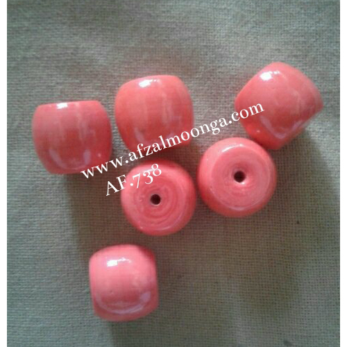 coral glass beads
