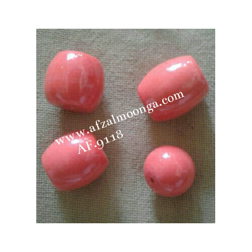 coral glass beads