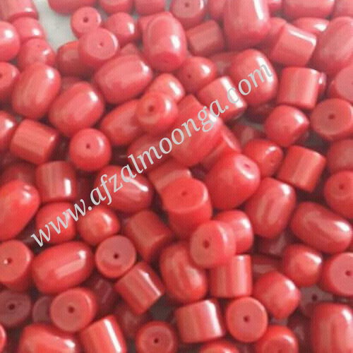 coral glass beads