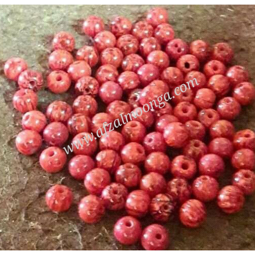 coral glass beads