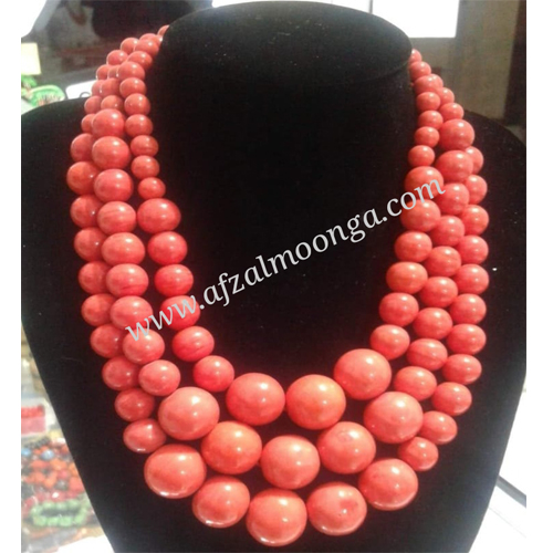 coral glass beads