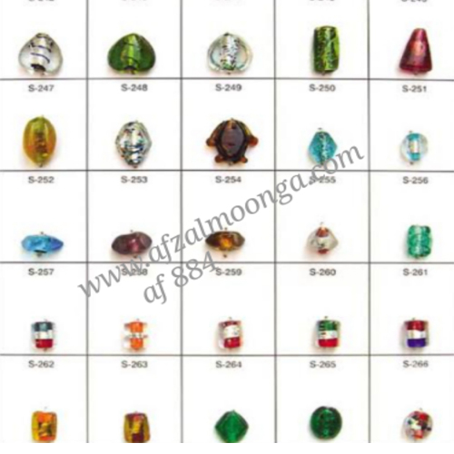 glass silver foil beads